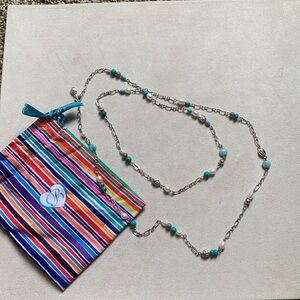 Pebble Turquoise And Pearl Convertible Y Necklace